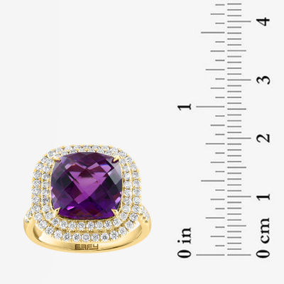 Effy Final Call Womens 3/4 CT. T.W. Genuine Purple Amethyst 14K Gold Cushion Cocktail Ring