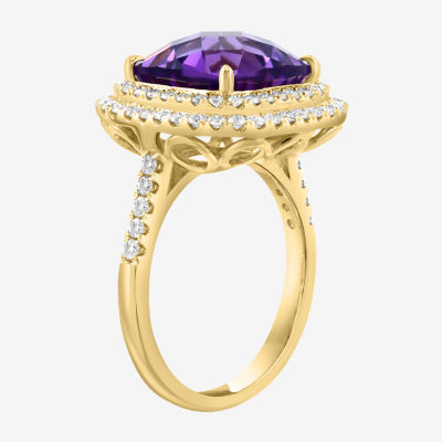 Effy Final Call Womens 3/4 CT. T.W. Genuine Purple Amethyst 14K Gold Cushion Cocktail Ring