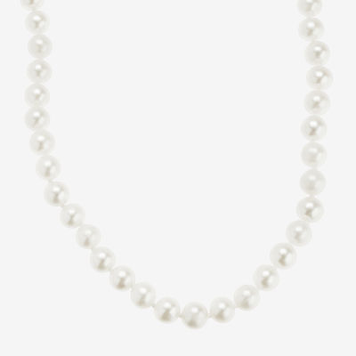 Womens White Cultured Freshwater Pearl 10K Gold Strand Necklace