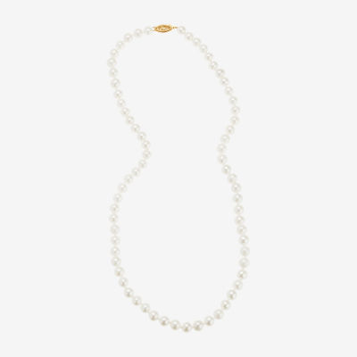 Womens White Cultured Freshwater Pearl 10K Gold Strand Necklace