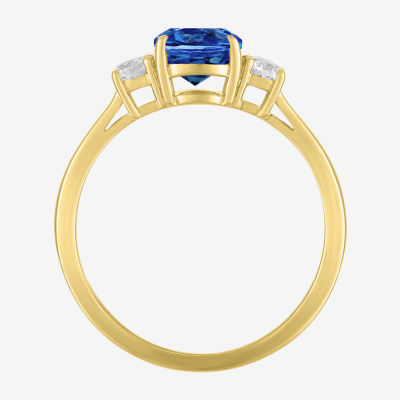 Gemstone 10K Gold 3-Stone Oval Cocktail Ring