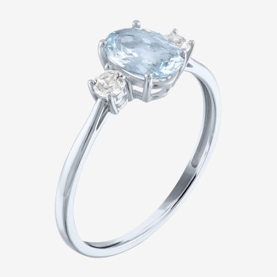 Gemstone 10K Gold 3-Stone Oval Cocktail Ring