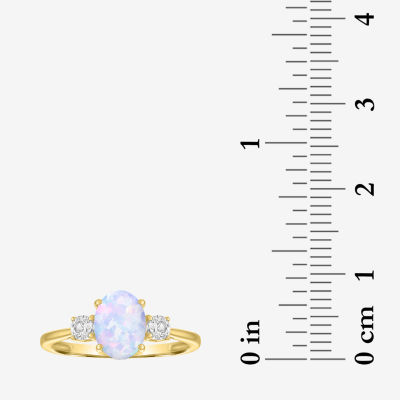 Gemstone 10K Gold 3-Stone Oval Cocktail Ring