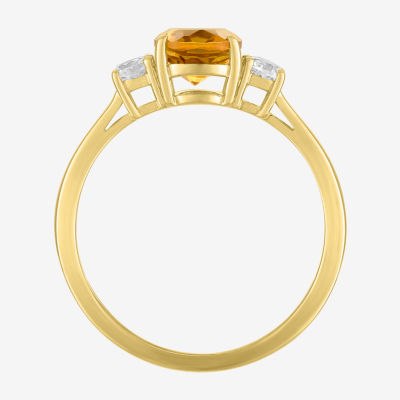 Womens Genuine Yellow Citrine 10K Gold Oval Cocktail Ring