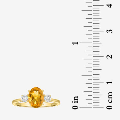 Womens Genuine Yellow Citrine 10K Gold Oval Cocktail Ring