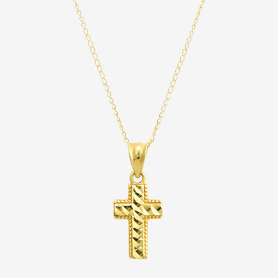 Girls 14K Gold Cross Pendant Necklace