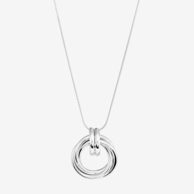 Womens Sterling Silver Circle Round Pendant Necklace