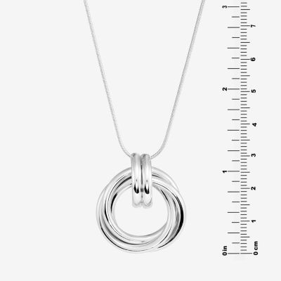 Womens Sterling Silver Circle Round Pendant Necklace