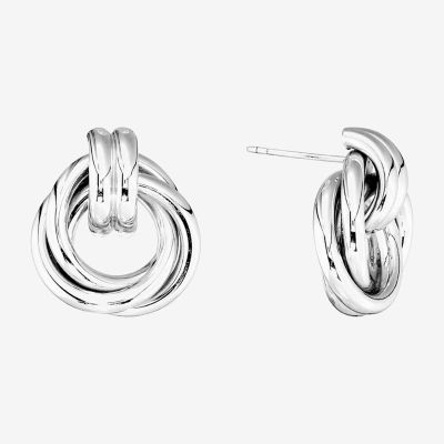 Sterling Silver 25.4mm Infinity Stud Earrings