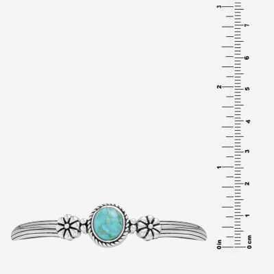 Womens Blue Turquoise Sterling Silver Sterling Silver Cuff Bracelet