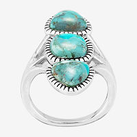 Womens Blue Turquoise Sterling Silver Cocktail Ring, 7, Turquoise
