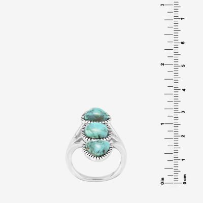 Womens Blue Turquoise Sterling Silver Cocktail Ring