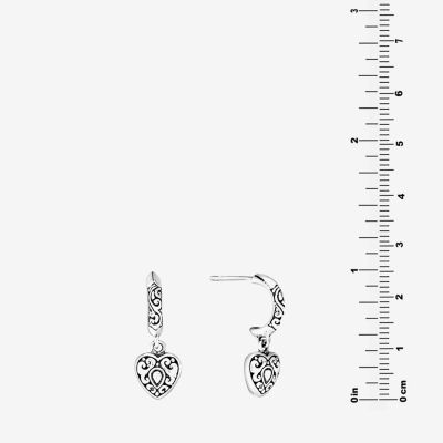 Bali Inspired Sterling Silver Heart Drop Earrings