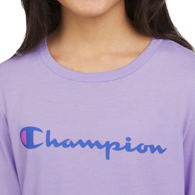 Champion Big Girls Crew Neck Long Sleeve T-Shirt