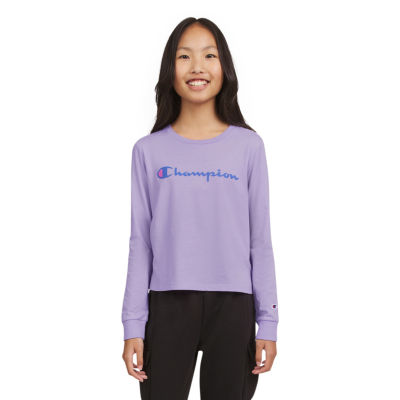 Champion Big Girls Crew Neck Long Sleeve T-Shirt