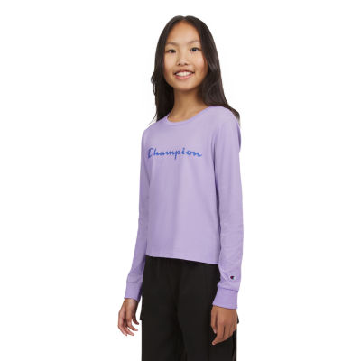 Champion Big Girls Crew Neck Long Sleeve T-Shirt