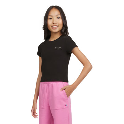 Champion Big Kid Girls Crew Neck Short Sleeve Active Crop Top