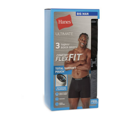 Hanes Ultimate Comfort Flex Fit Total Support Pouch Big Mens 3 Pack Boxer Briefs