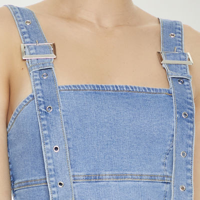 Forever 21 Denim Pleated Dress Womens Juniors Sleeveless Fit + Flare