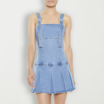 Forever 21 Denim Pleated Dress Womens Juniors Sleeveless Fit + Flare