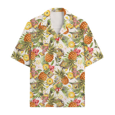 Mens Spongebob Short Sleeve Regular Fit Button-Down Shirt