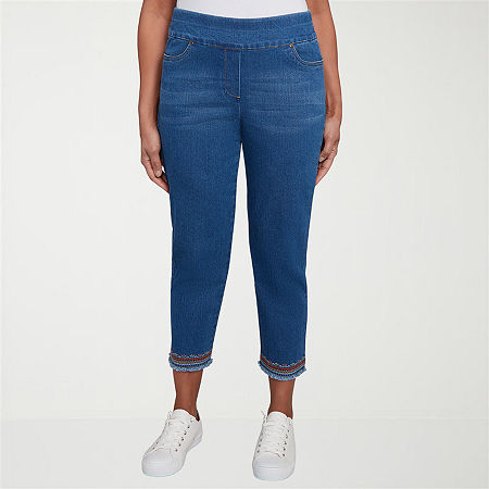 Alfred Dunner El Paso Womens Straight Ankle Pant, 14 Petite, Blue