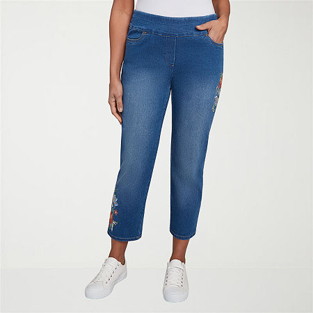 Alfred Dunner El Paso Womens Straight Ankle Pant, 16 Petite, Blue