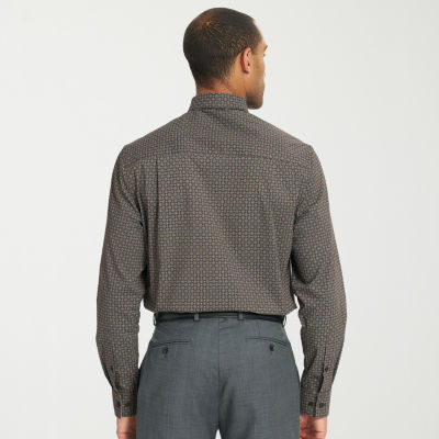 Nick Graham Mens Spread Collar Long Sleeve Shirt + Tie Set Fitted