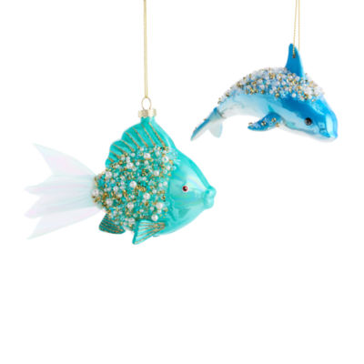 North Pole Trading Co. Dolphin And Fish Set Christmas Ornament