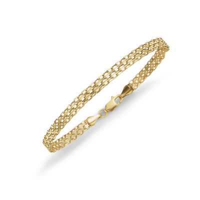 10K Gold 7.25 Inch Hollow Bismark Link Bracelet