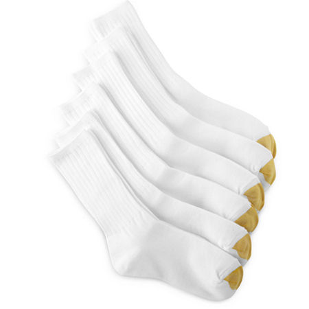 Gold Toe Ribbed Crew Socks Womens, 9-11, White
