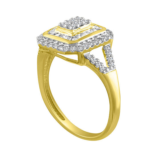 Womens 1/2 CT. T.W. Genuine White Diamond 10K Gold Cocktail Ring