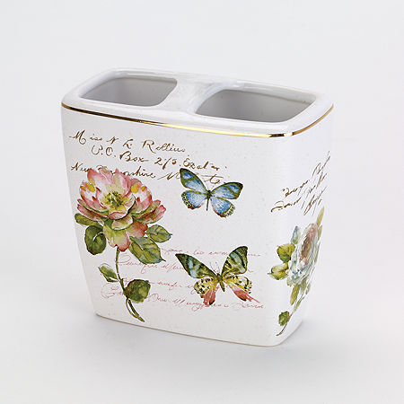 Avanti Butterfly Garden Toothbrush Holder, One Size, White