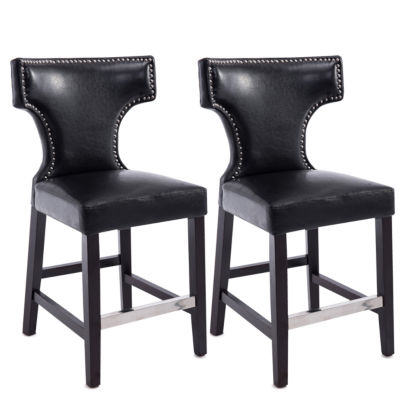 Corliving Kings Metal Studded Bonded Leather Counter Height Bar Stool