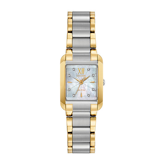 Citizen Bianca Womens Diamond Accent Two Tone Stainless Steel Bracelet Watch Ew5554-58d