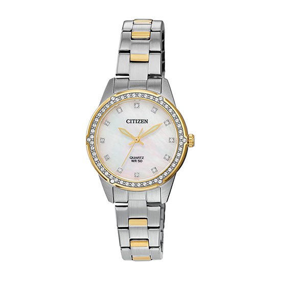 Citizen Womens Crystal Accent Two Tone Stainless Steel Bracelet Watch Er0224-51d
