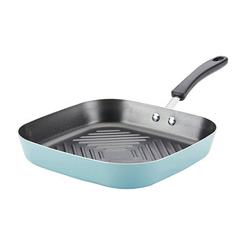 Eazy Mealz Non-Stick Square Grill Pan, Large, 10.5'/BLUE