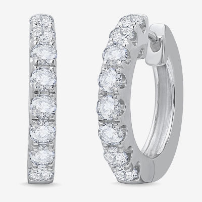 (H-I / Si1) Womens 1 7/8 CT. T.W. Lab Grown White Diamond 14K White Gold 20.6mm Hoop Earrings