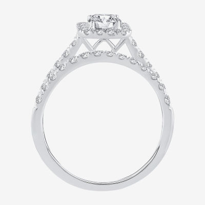 Signature By Modern Bride Womens 1 CT. T.W. (H-I / SI1-SI2) Lab-Grown Diamond Cushion Halo Bridal Set in 10K or 14K Gold