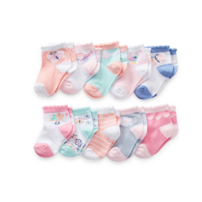 Piper & Jax Baby Girls 10 Pair Crew Socks, Color: Pink - JCPenney