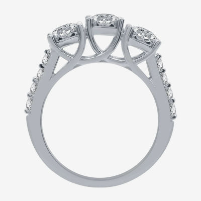 Love Lives Forever (G / Si1-Si2) Womens 1 1/2 CT. T.W. Lab Grown White Diamond 10K White Gold Round 3-Stone Engagement Ring