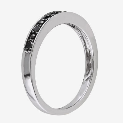 Midnight Black 2MM 1/10 CT. T.W. Natural Diamond Sterling Silver Wedding Band