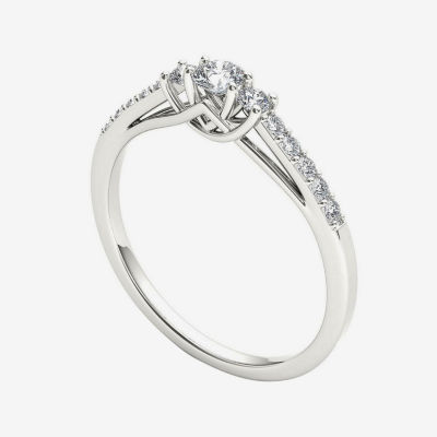1/3 CT.T.W. Natural Diamond 10K White Gold 3-Stone Engagement Ring