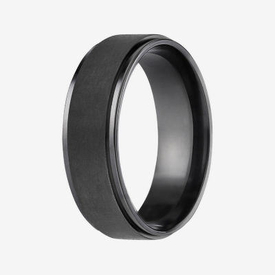 Mens Comfort Fit 7mm Black Titanium Satin Wedding Band