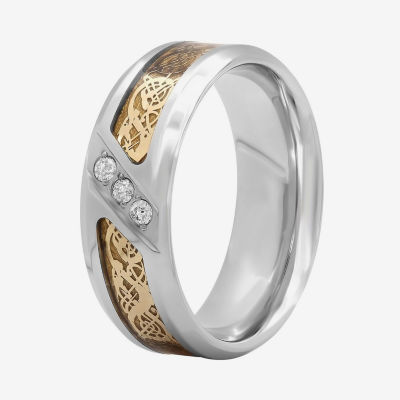 Mens 1/10 CT.T.W. Natural Diamond Tribal Inlay Wedding Band