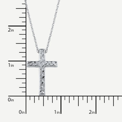 Womens 10K White Gold Cross 20 Inch Pendant Necklace