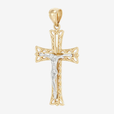 14K Two-Tone Gold Crucifix Cross Pendant