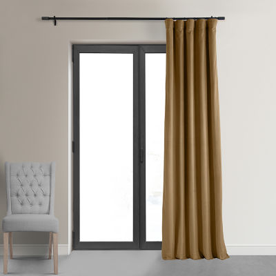 Exclusive Fabrics & Furnishing Signature Velvet Rod Pocket Back Tab Blackout Single Curtain Panels
