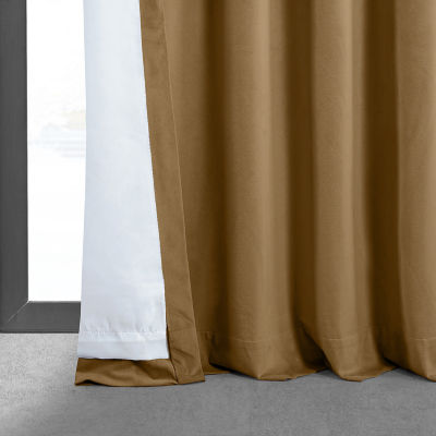 Exclusive Fabrics & Furnishing Signature Velvet Rod Pocket Back Tab Blackout Single Curtain Panels