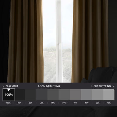 Exclusive Fabrics & Furnishing Signature Velvet Rod Pocket Back Tab Blackout Single Curtain Panels